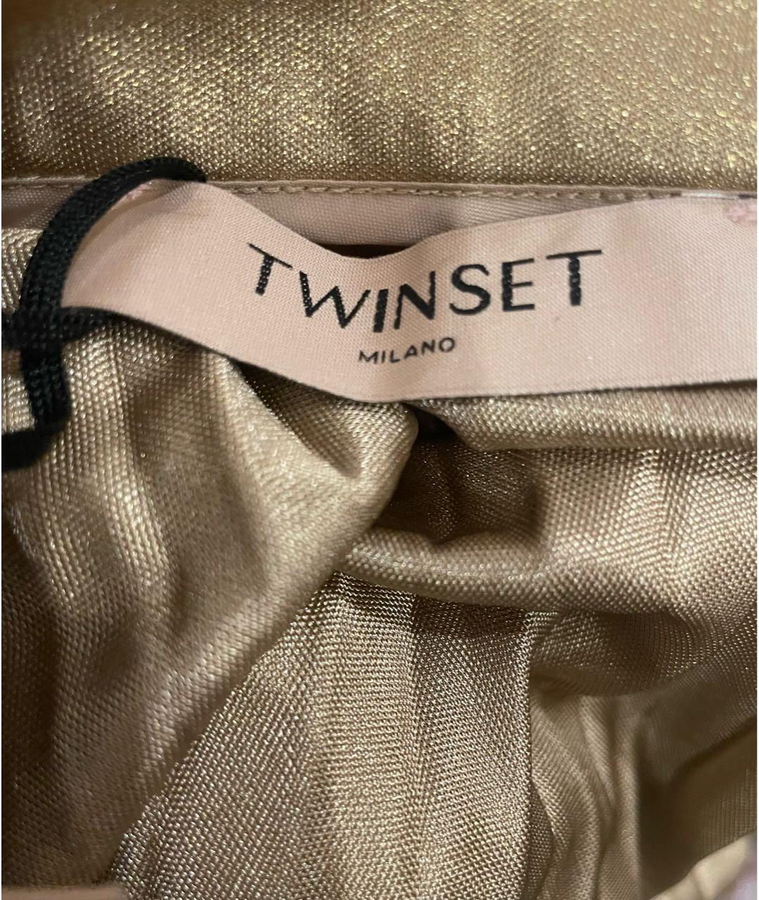 TWIN-SET Золотая юбка миди, фото 5