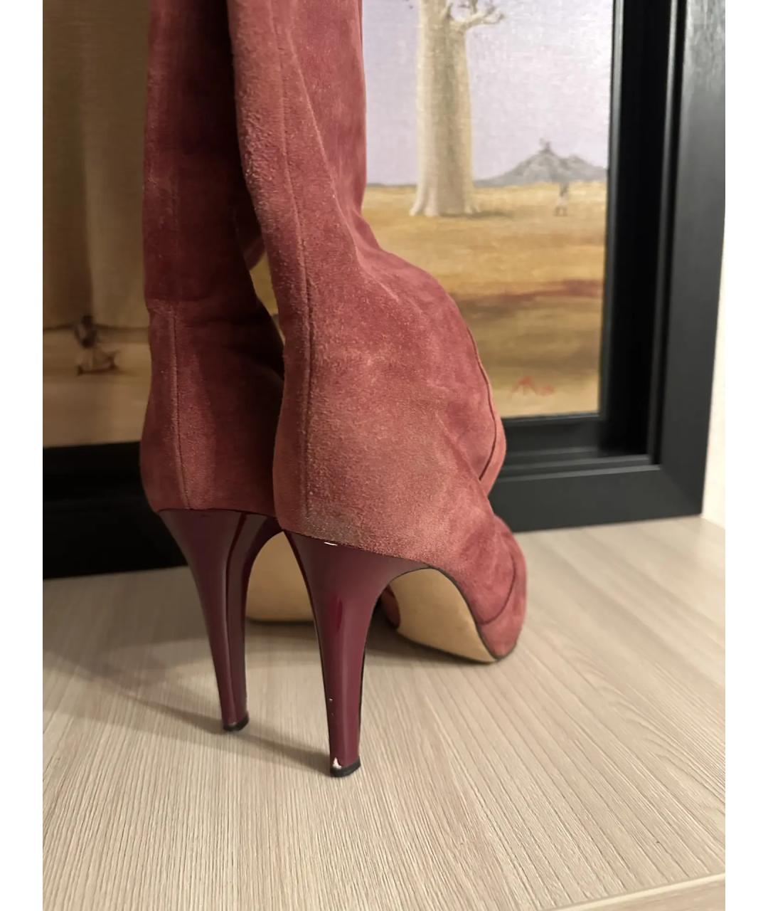 GIANVITO ROSSI Розовые замшевые сапоги, фото 4