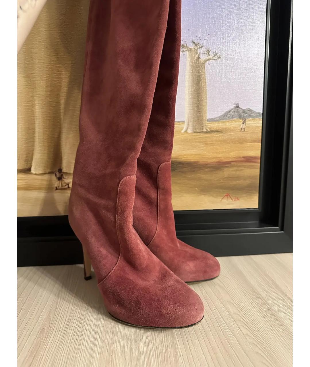 GIANVITO ROSSI Розовые замшевые сапоги, фото 3
