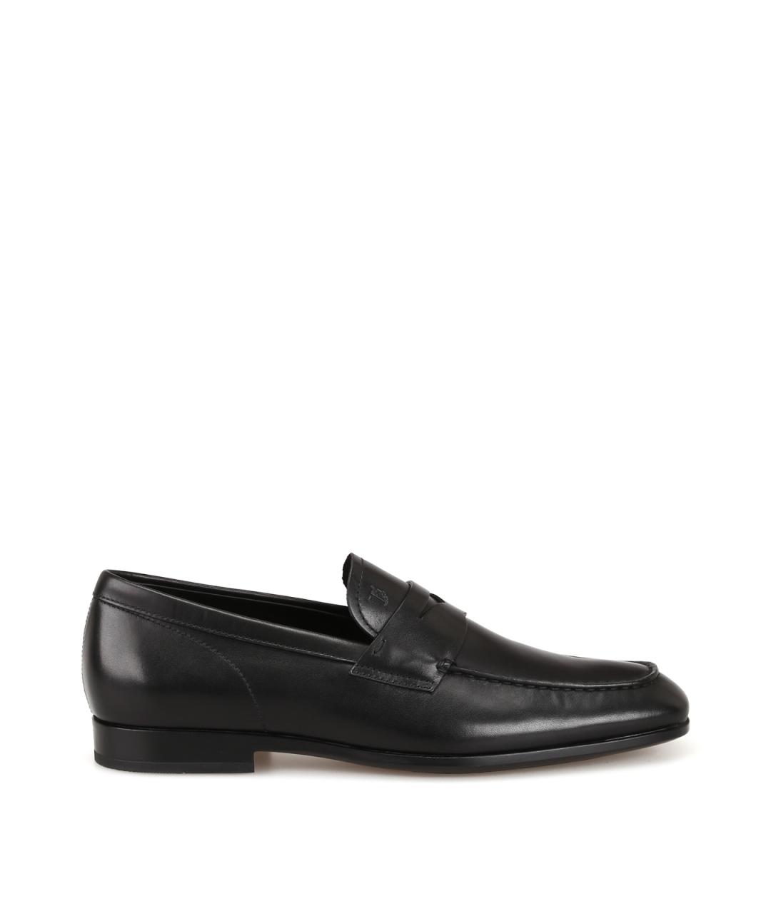 TOD'S Черные кожаные лоферы, фото 1