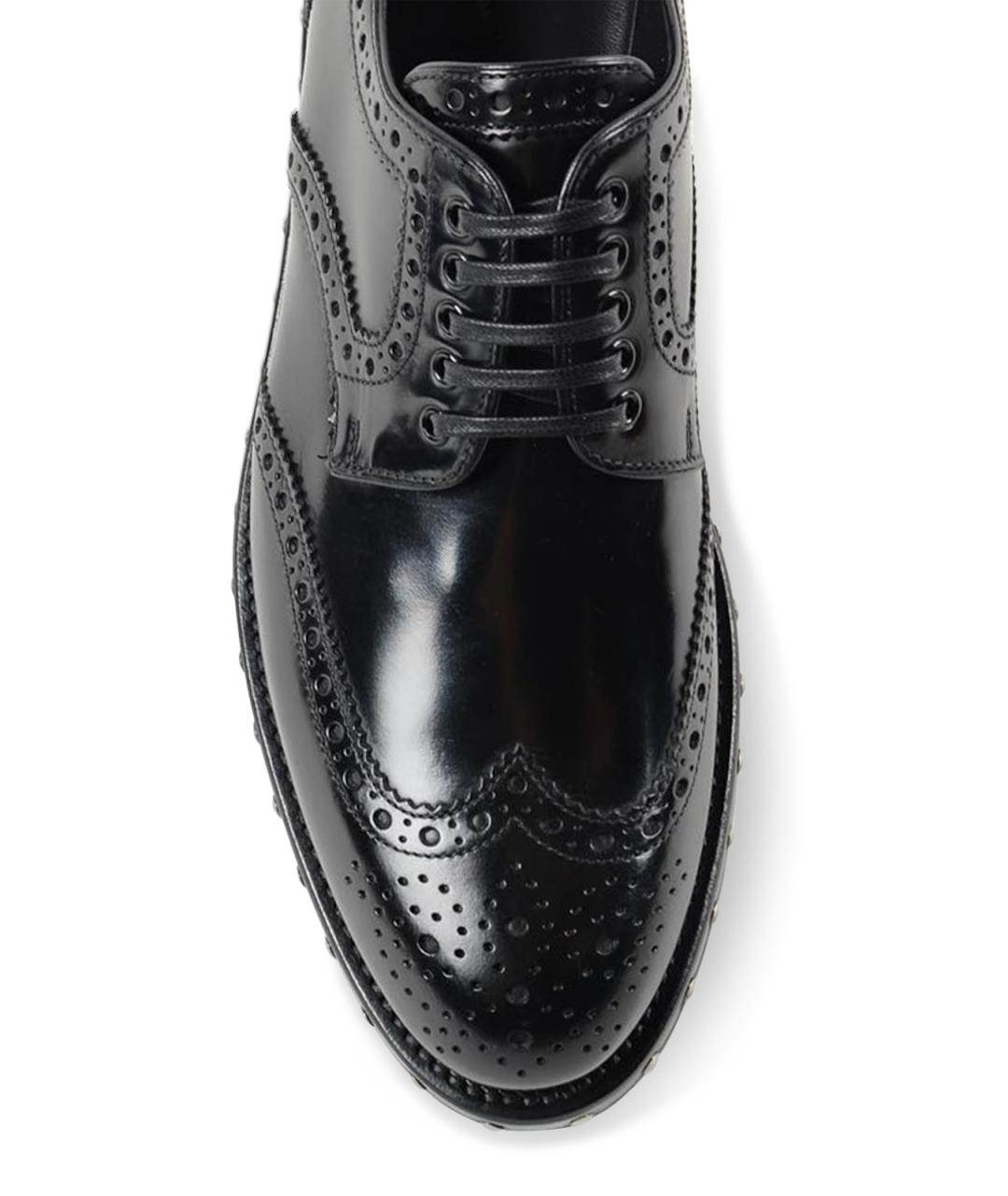 DOLCE&GABBANA Черные кожаные брогги и оксфорды, фото 3