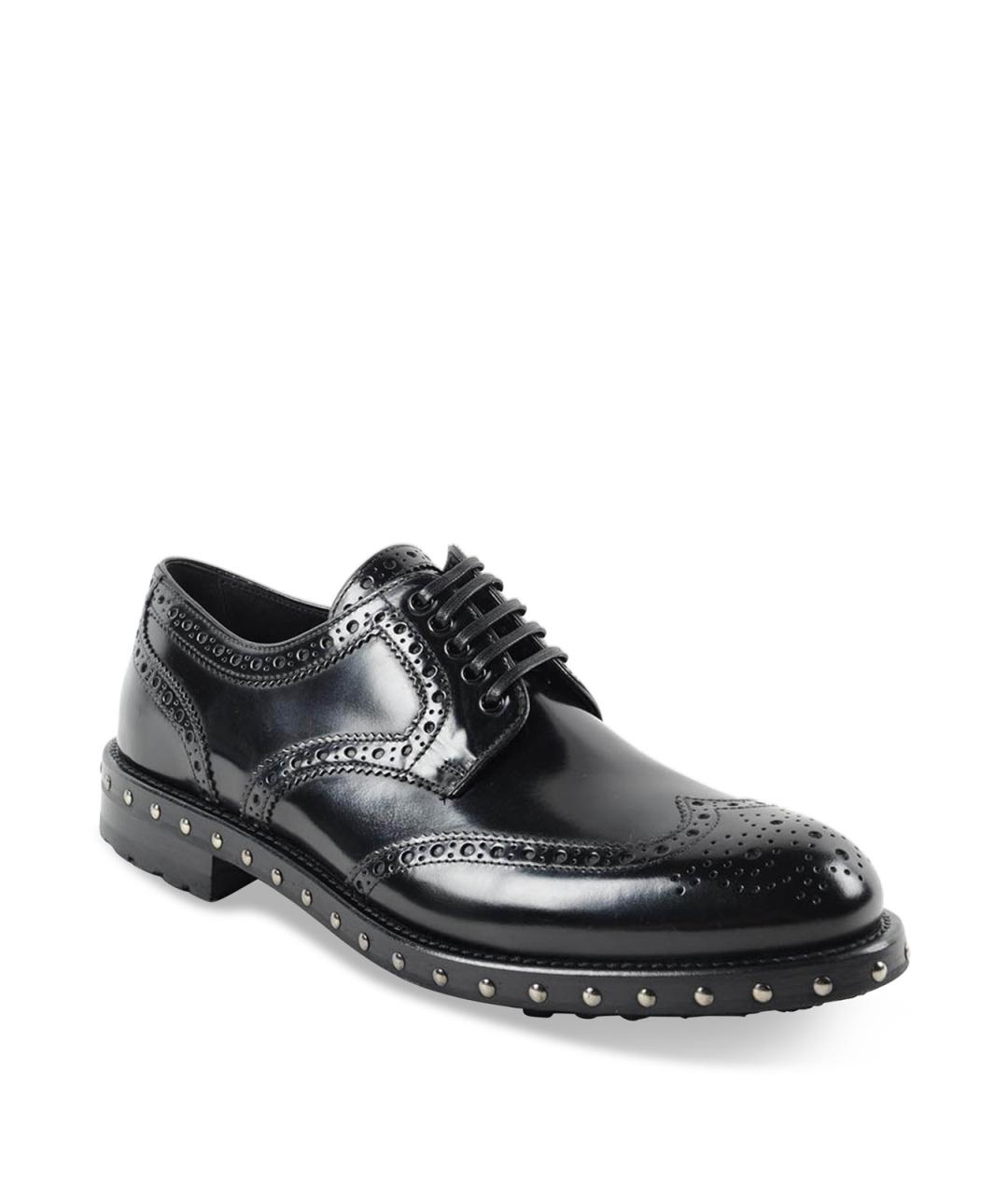 DOLCE&GABBANA Черные кожаные брогги и оксфорды, фото 2
