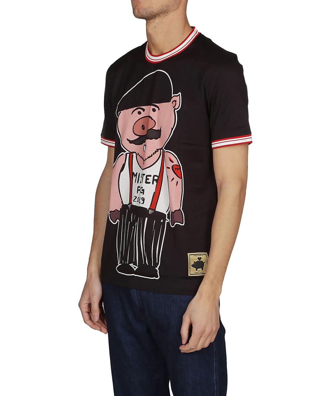 DOLCE&GABBANA Черная хлопковая футболка, фото 3