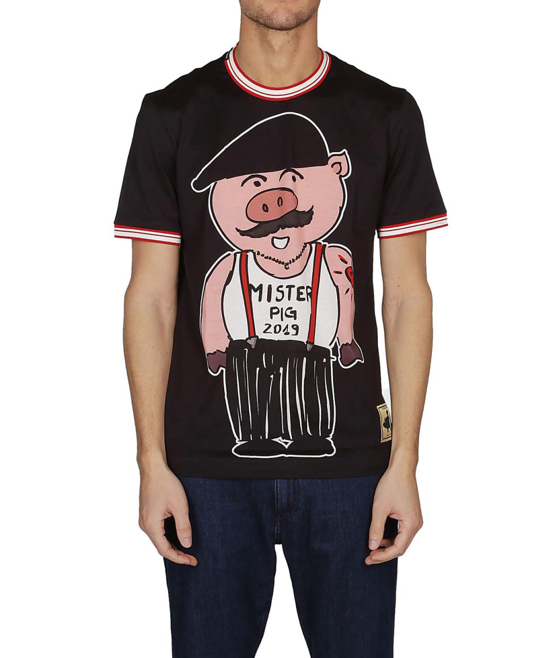 DOLCE&GABBANA Черная хлопковая футболка, фото 2