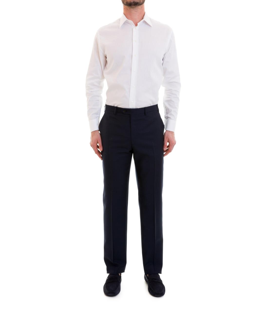 BRIONI Синие шерстяные классические брюки, фото 2