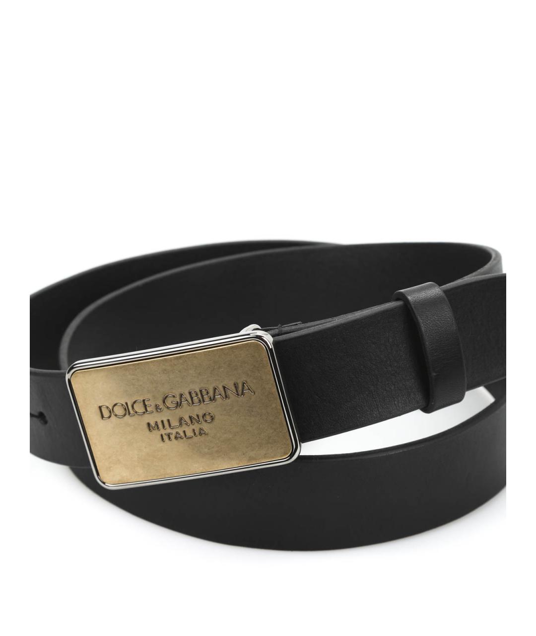 DOLCE&GABBANA Черный кожаный ремень, фото 2