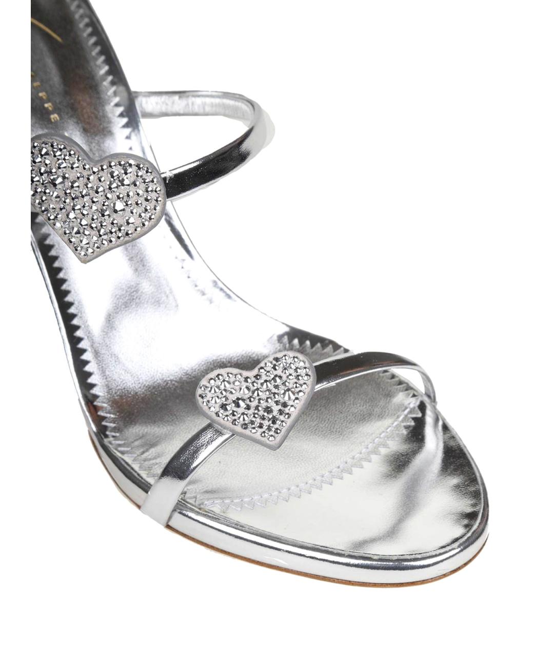GIUSEPPE ZANOTTI DESIGN Серебряные кожаные босоножки, фото 3