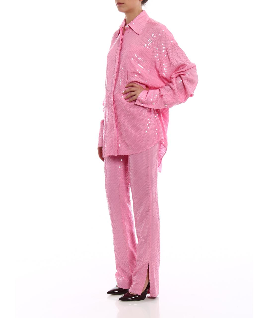 MSGM Розовые вискозные прямые брюки, фото 2