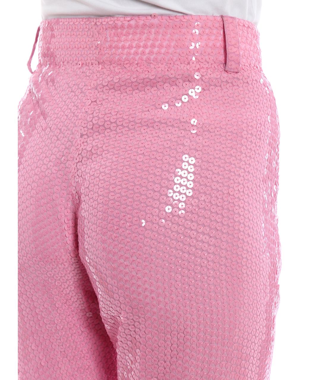 MSGM Розовые вискозные прямые брюки, фото 5