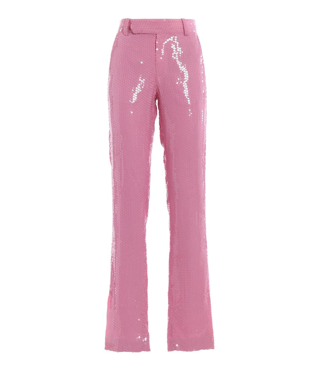 MSGM Розовые вискозные прямые брюки, фото 1
