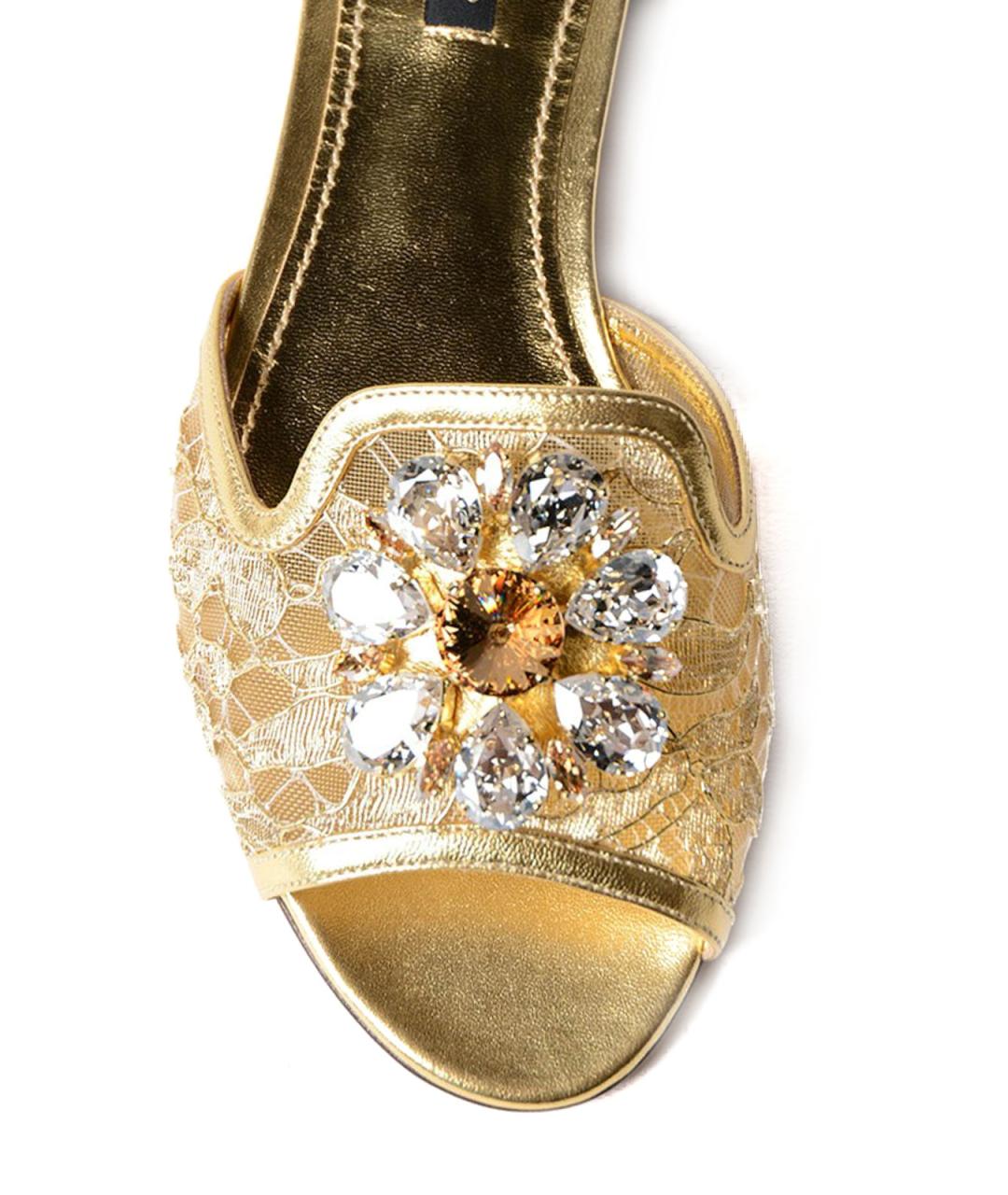 DOLCE&GABBANA Золотые синтетические сандалии, фото 3