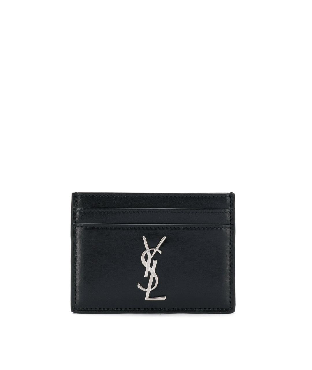 SAINT LAURENT Черный кожаный кардхолдер, фото 4
