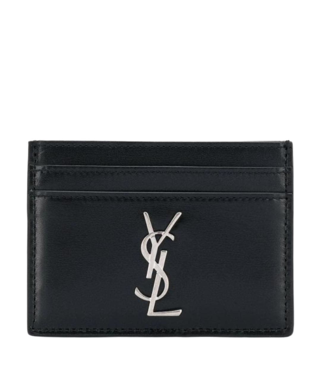 SAINT LAURENT Черный кожаный кардхолдер, фото 1