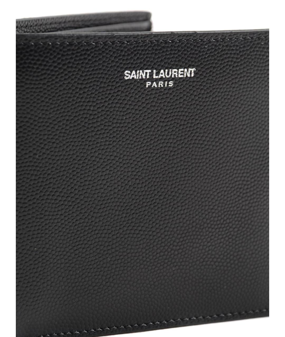 SAINT LAURENT Черный кожаный кошелек, фото 4