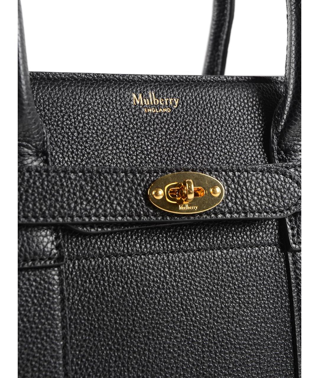 MULBERRY Черная кожаная сумка тоут, фото 4
