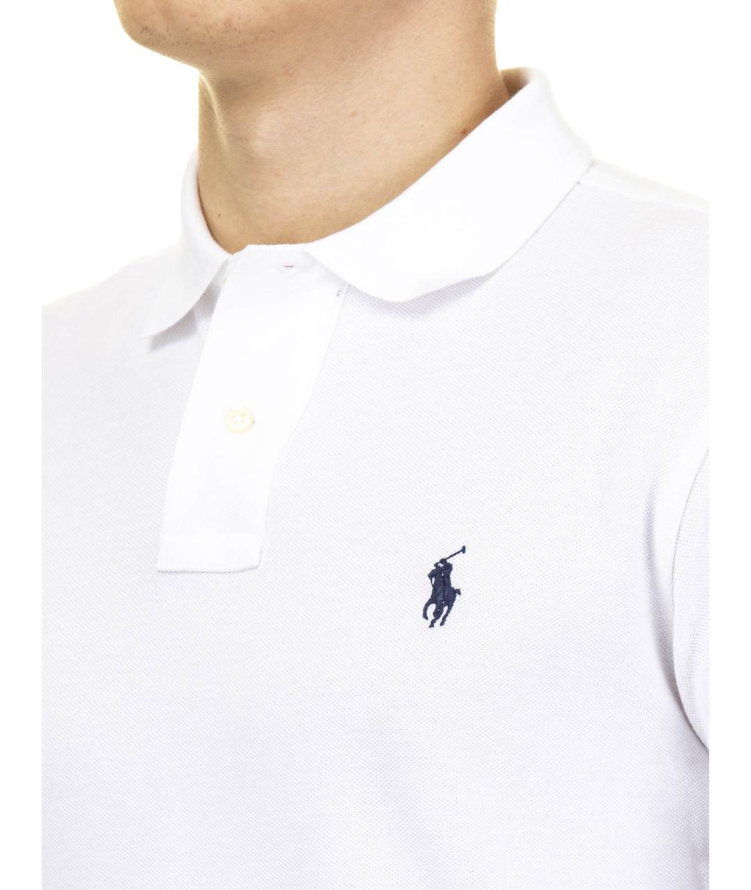 POLO RALPH LAUREN Белое хлопковое поло с коротким рукавом, фото 5