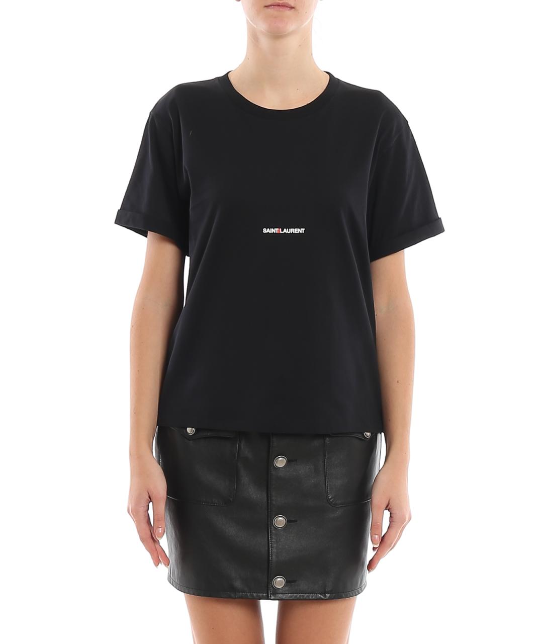 SAINT LAURENT Черная хлопковая футболка, фото 3