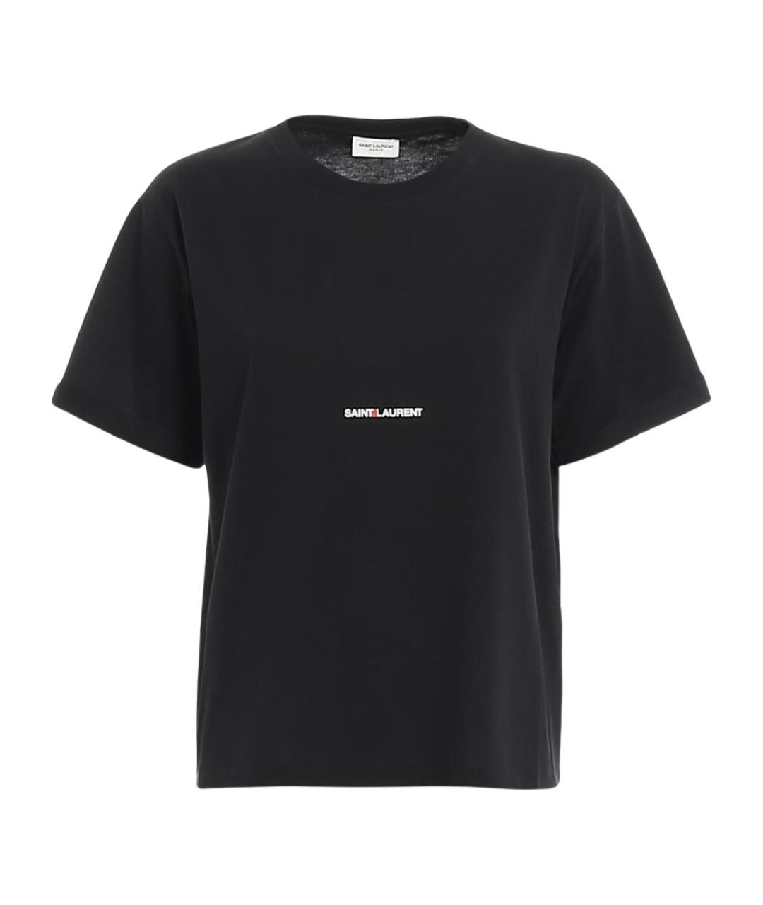 SAINT LAURENT Черная хлопковая футболка, фото 1