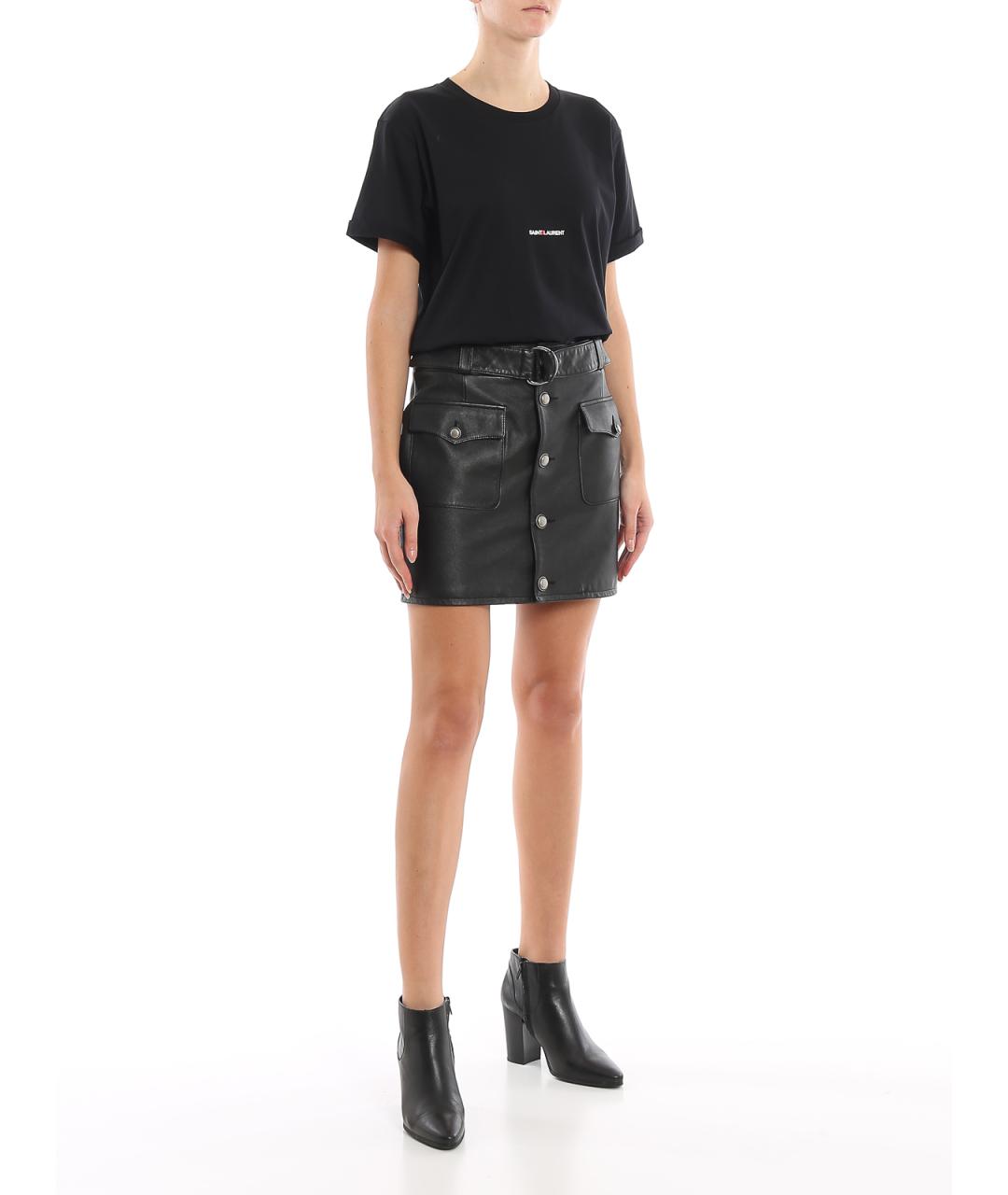 SAINT LAURENT Черная хлопковая футболка, фото 2