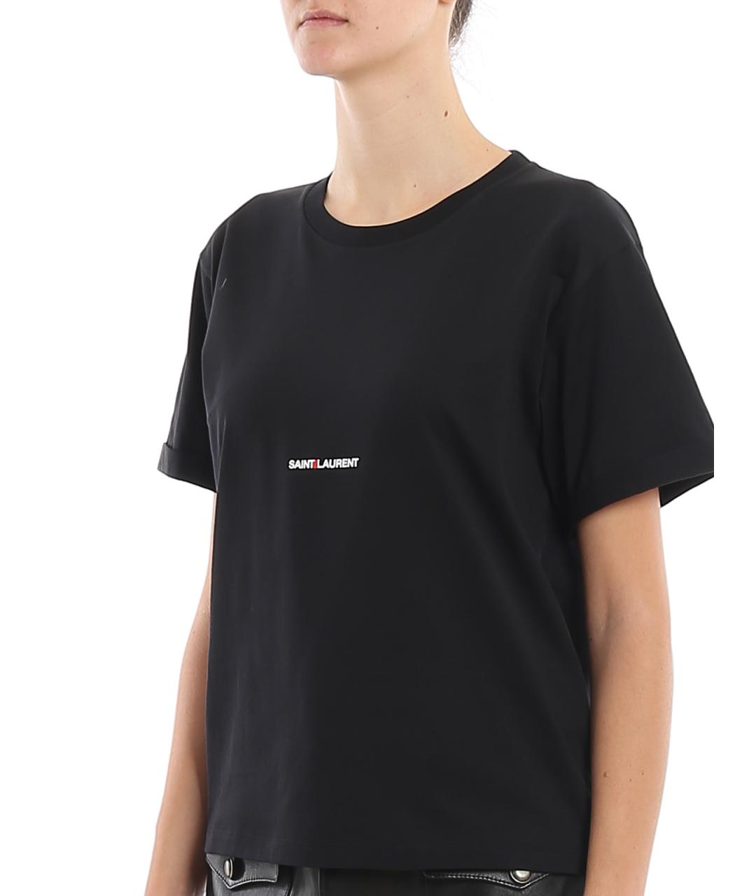 SAINT LAURENT Черная хлопковая футболка, фото 5