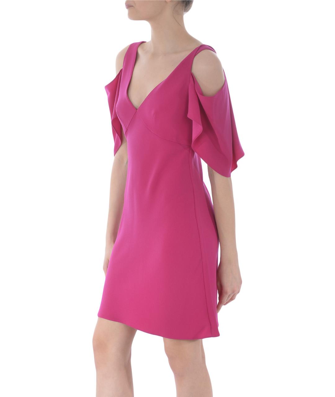 MCQ ALEXANDER MCQUEEN Фуксия ацетатное коктейльное платье, фото 3