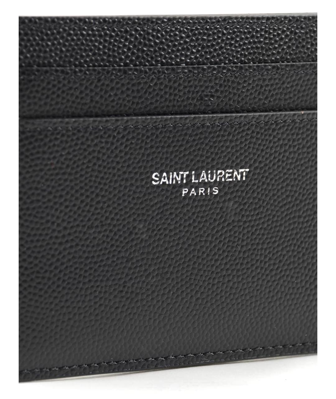 SAINT LAURENT Черный кожаный кошелек, фото 4