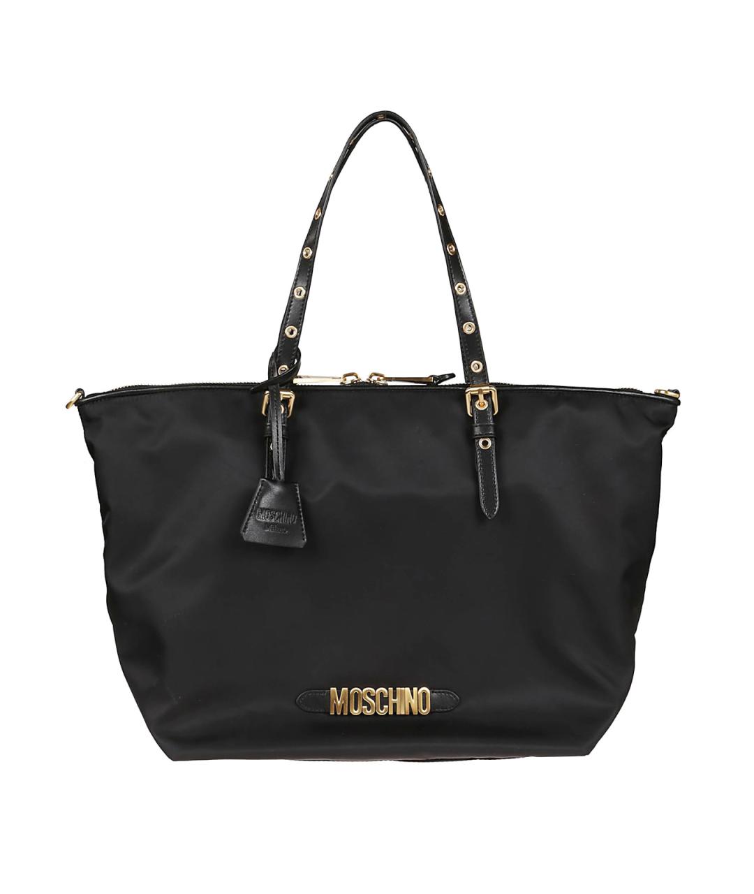 MOSCHINO Черная тканевая сумка тоут, фото 1