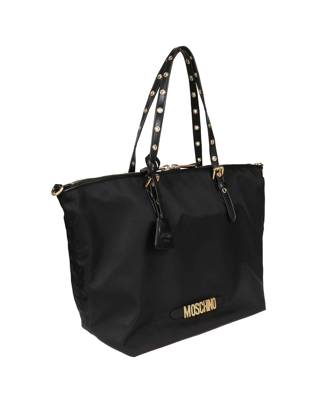 MOSCHINO Черная тканевая сумка тоут, фото 2