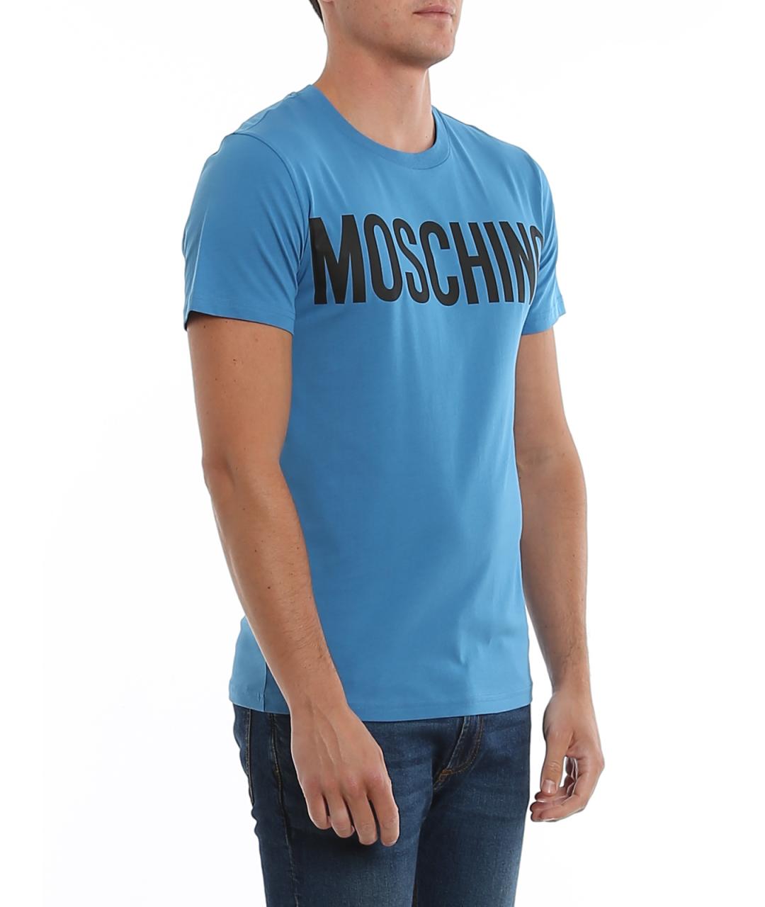 MOSCHINO Синяя хлопковая футболка, фото 5
