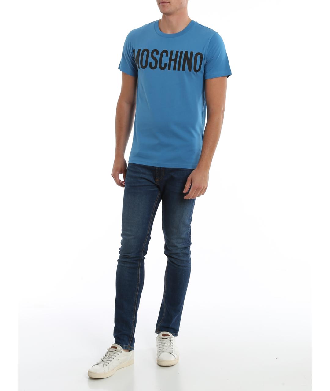 MOSCHINO Синяя хлопковая футболка, фото 2
