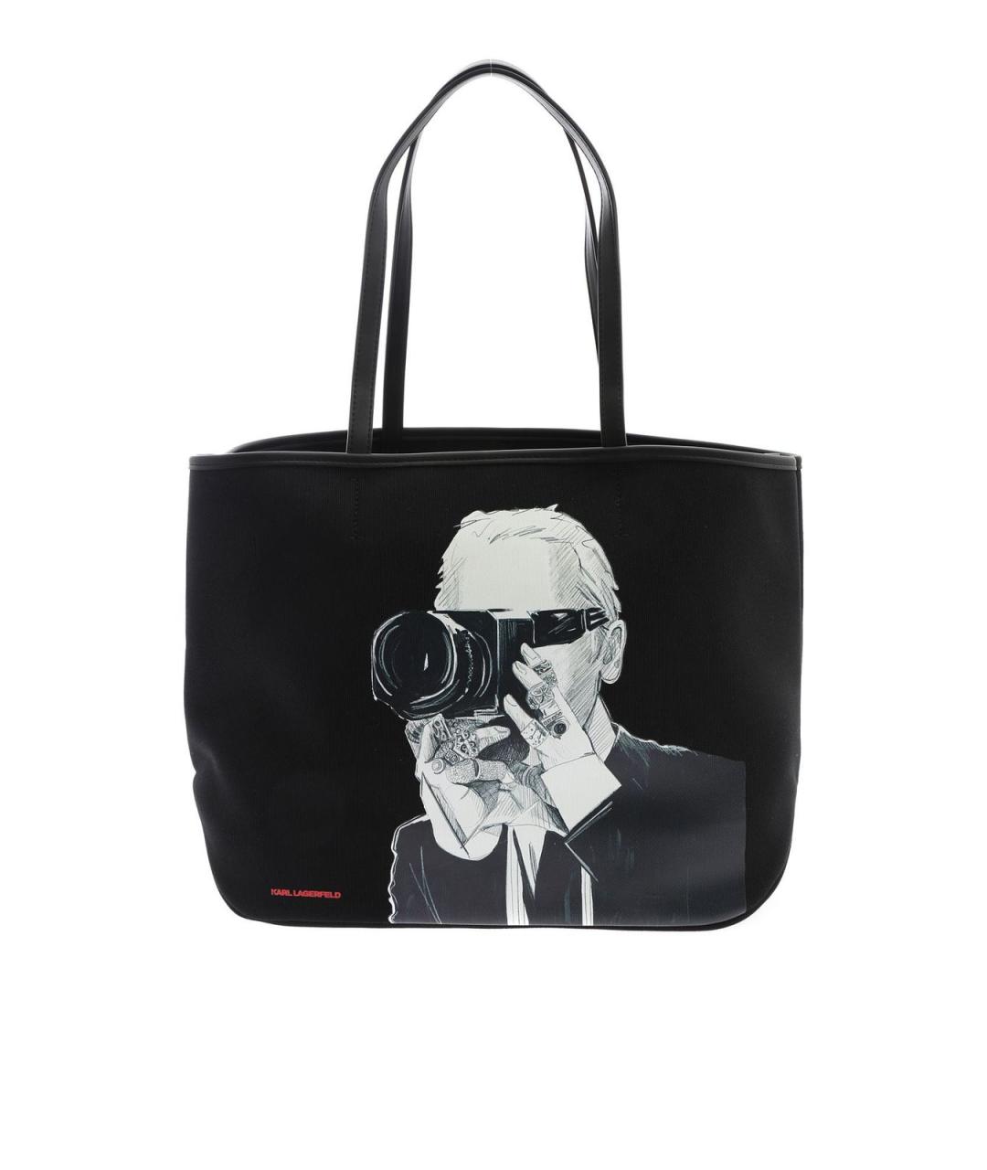 KARL LAGERFELD Черная синтетическая сумка тоут, фото 1