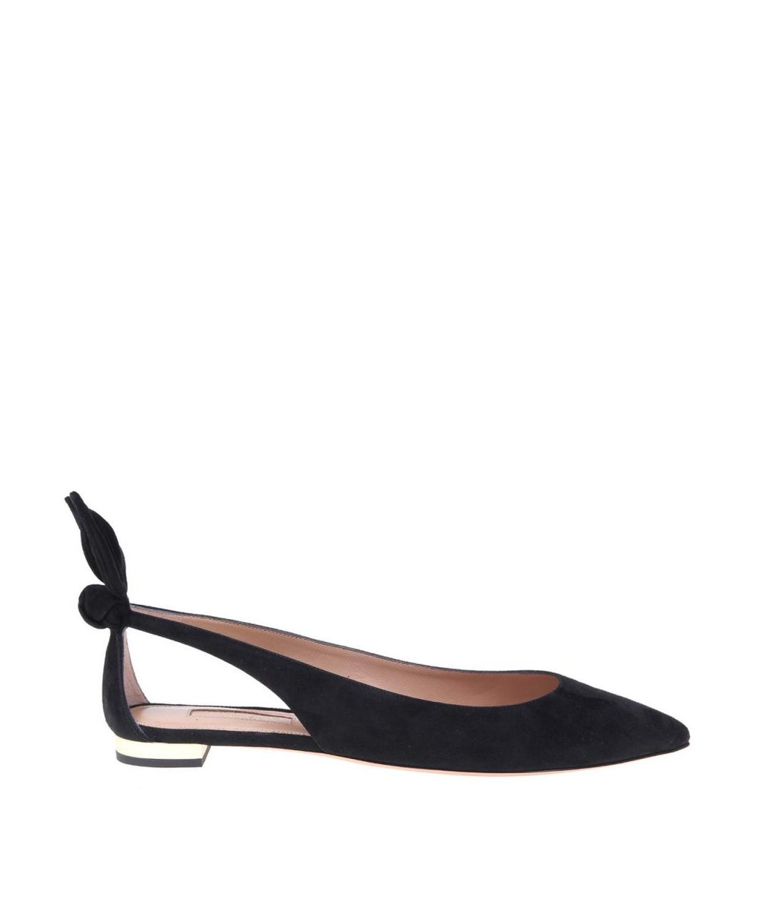 AQUAZZURA Черные замшевые балетки, фото 1
