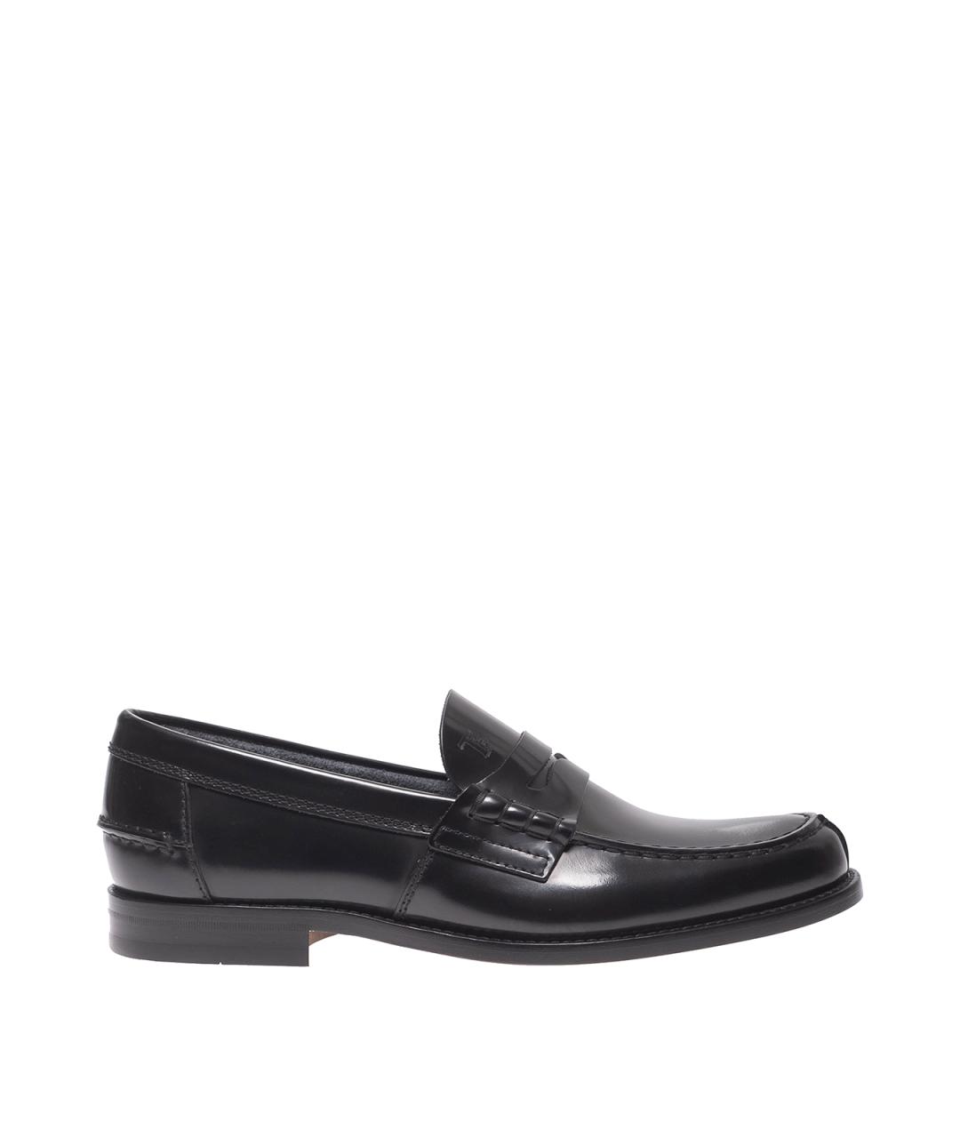 TOD'S Черные кожаные лоферы, фото 1