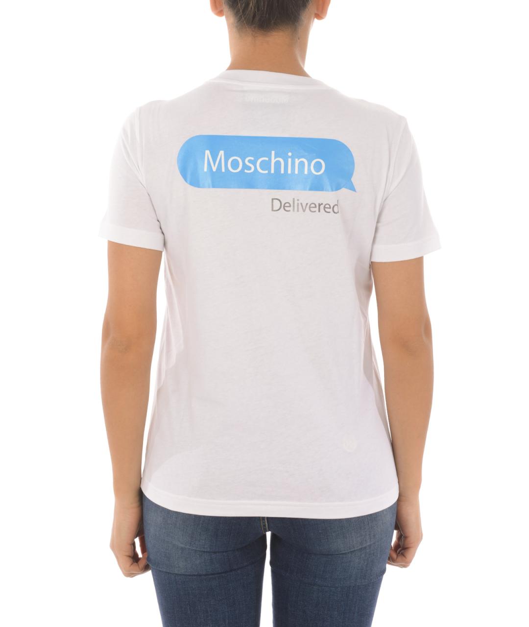 MOSCHINO Белая хлопковая футболка, фото 3