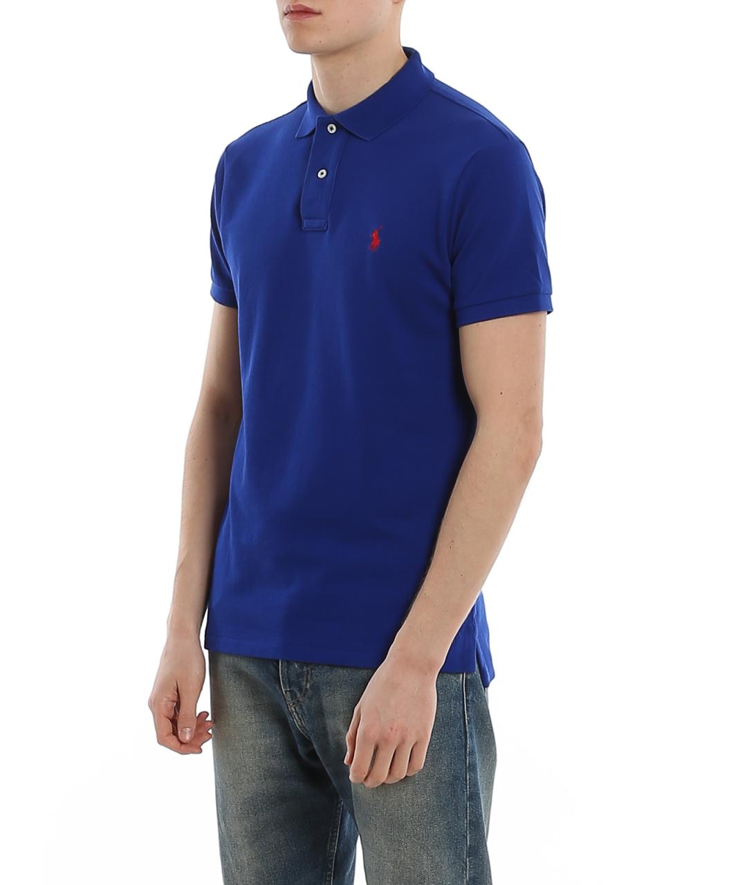POLO RALPH LAUREN Синее хлопковое поло с коротким рукавом, фото 5