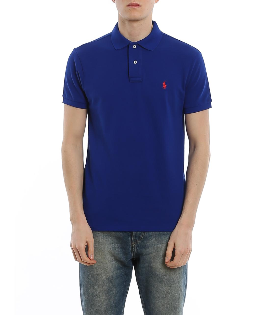 POLO RALPH LAUREN Синее хлопковое поло с коротким рукавом, фото 3
