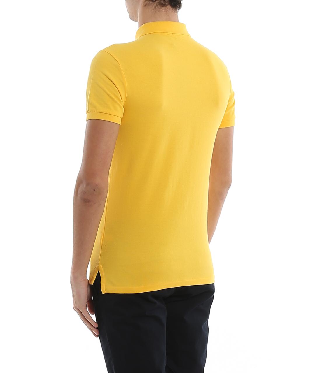 POLO RALPH LAUREN Желтое хлопковое поло с коротким рукавом, фото 4