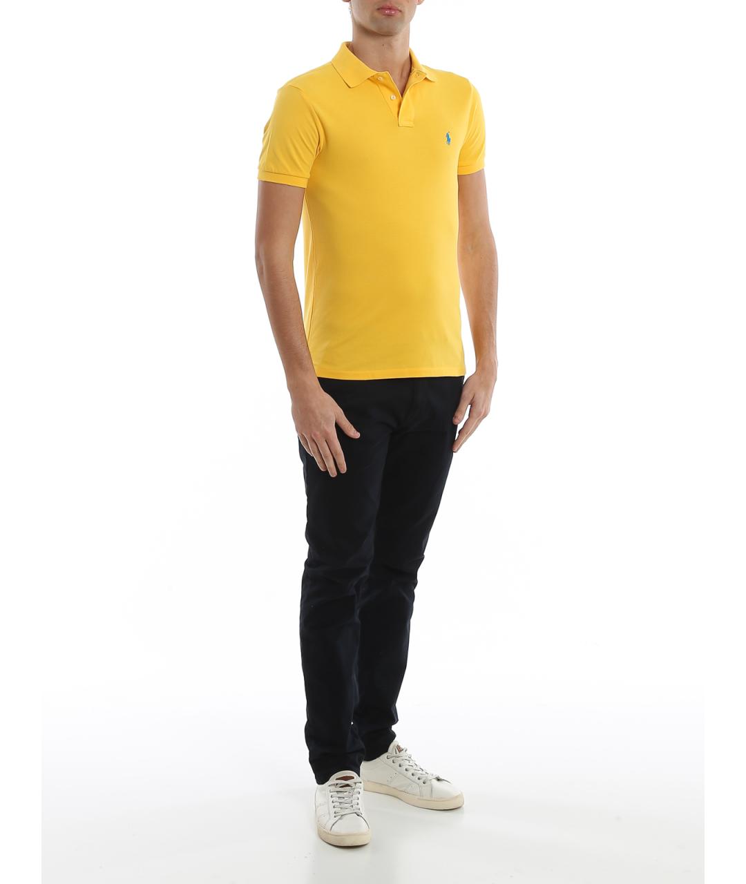 POLO RALPH LAUREN Желтое хлопковое поло с коротким рукавом, фото 2