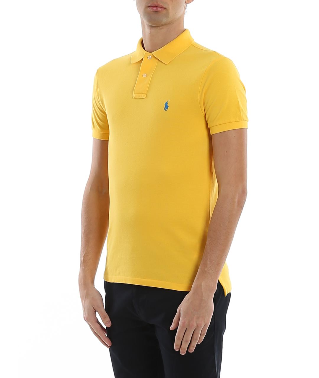 POLO RALPH LAUREN Желтое хлопковое поло с коротким рукавом, фото 5