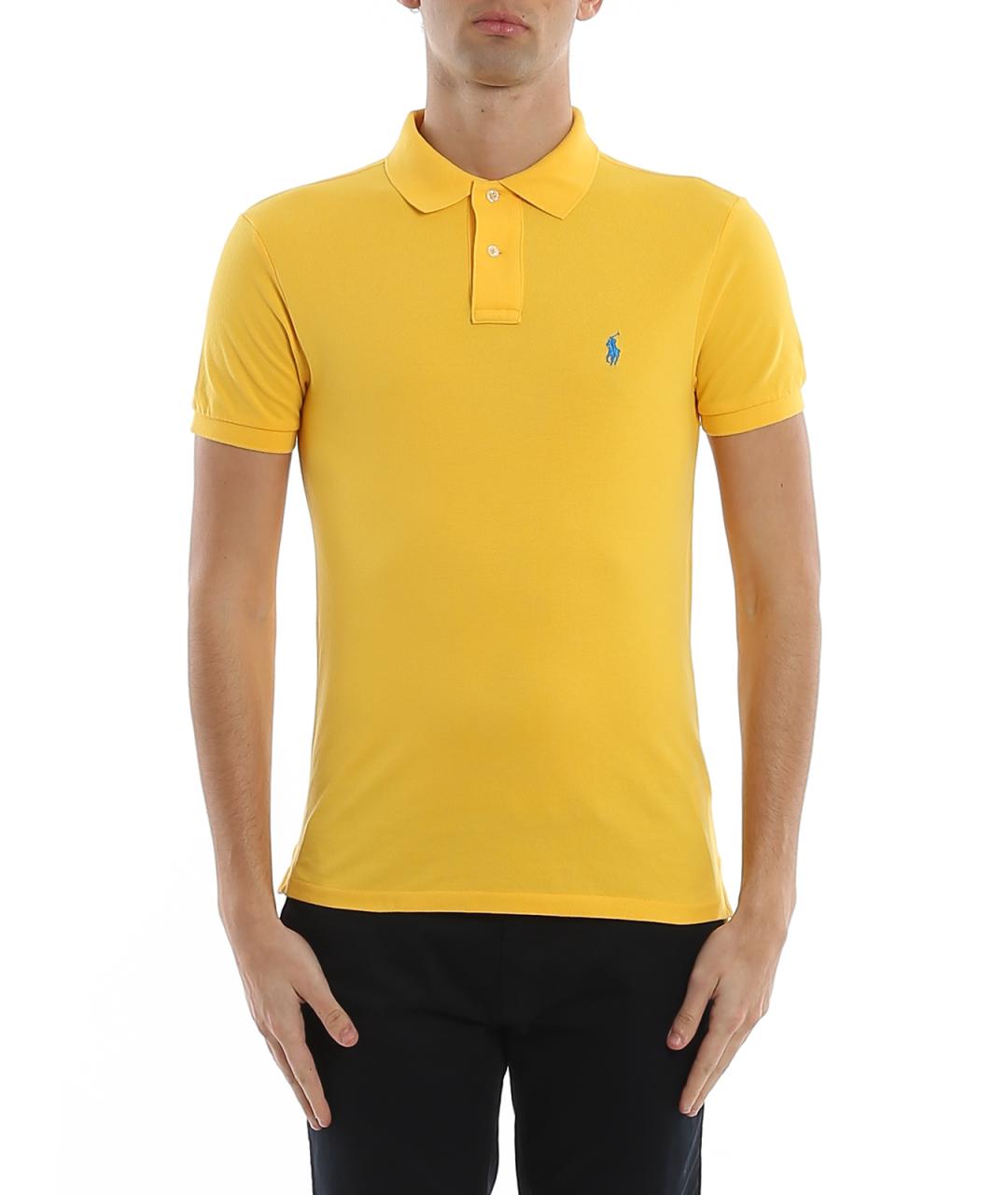 POLO RALPH LAUREN Желтое хлопковое поло с коротким рукавом, фото 3