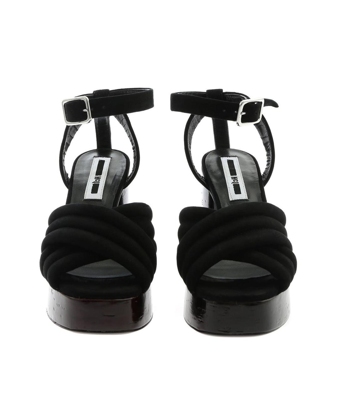 ALEXANDER MCQUEEN Черные кожаные босоножки, фото 3