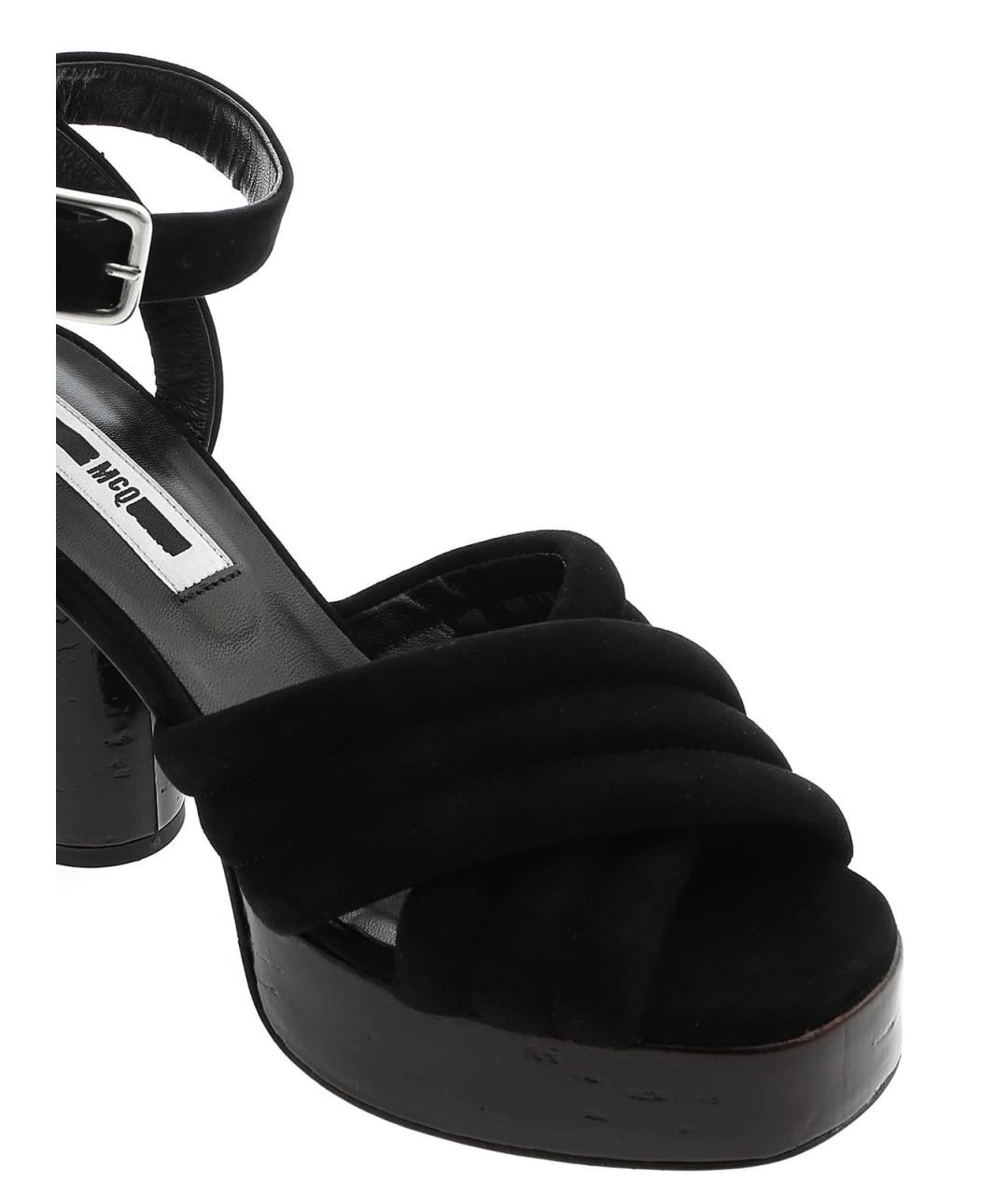 ALEXANDER MCQUEEN Черные кожаные босоножки, фото 5
