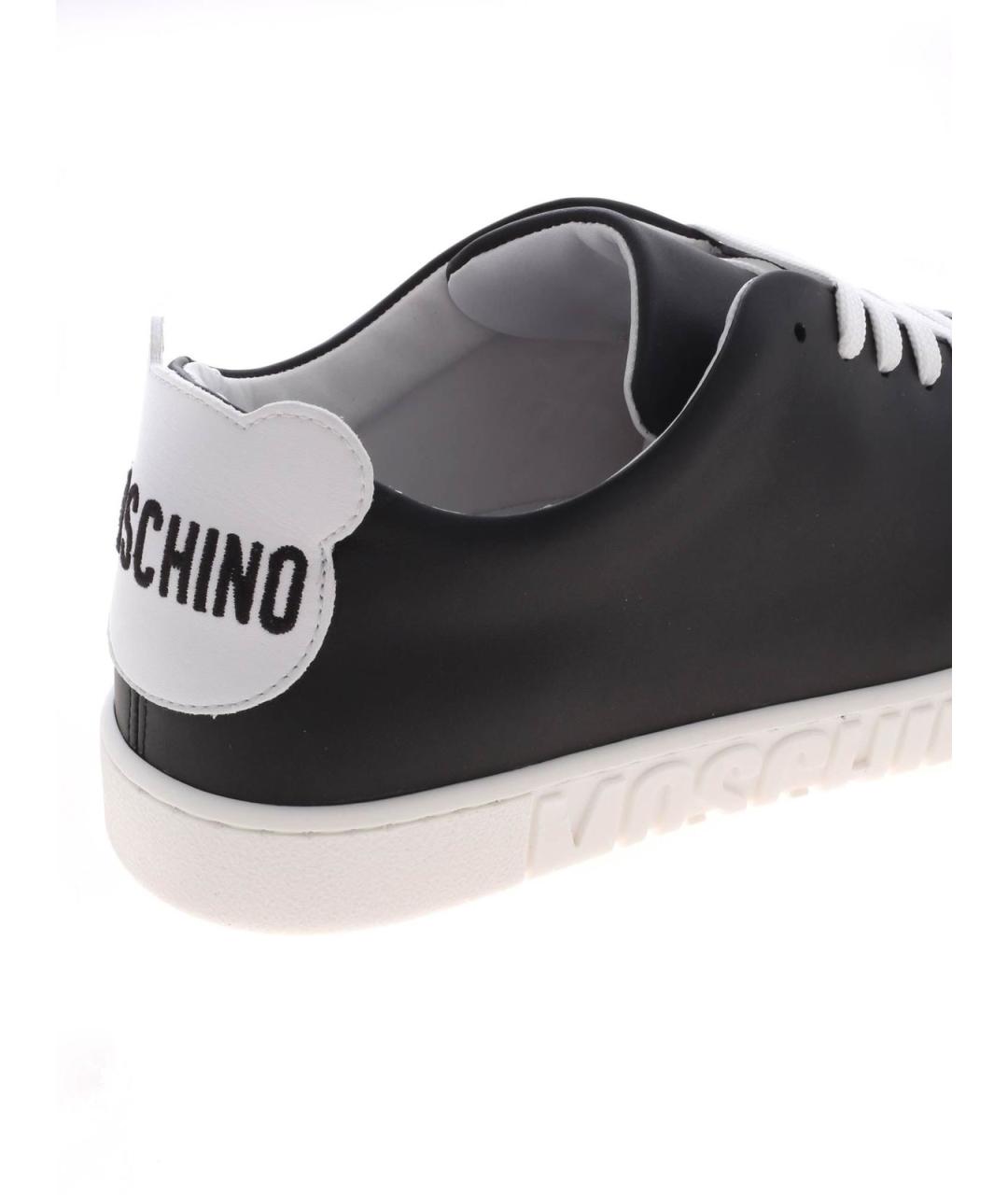 MOSCHINO Черные кожаные низкие кроссовки / кеды, фото 5
