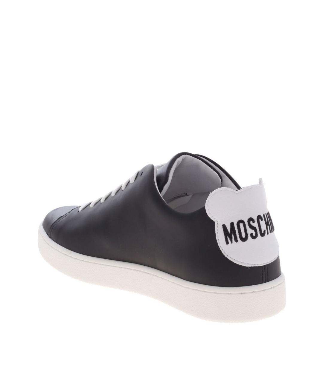 MOSCHINO Черные кожаные низкие кроссовки / кеды, фото 4