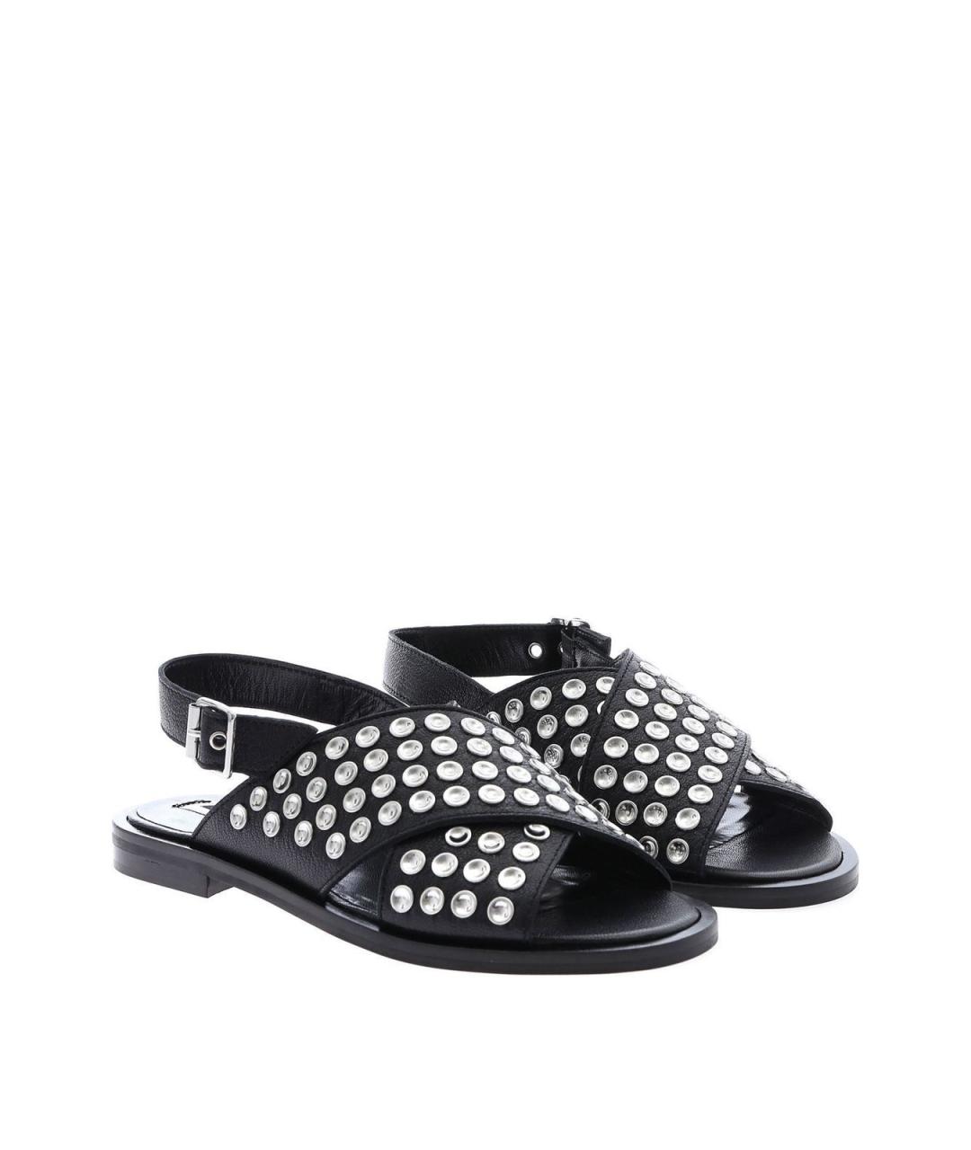 ALEXANDER MCQUEEN Черные кожаные сандалии, фото 2