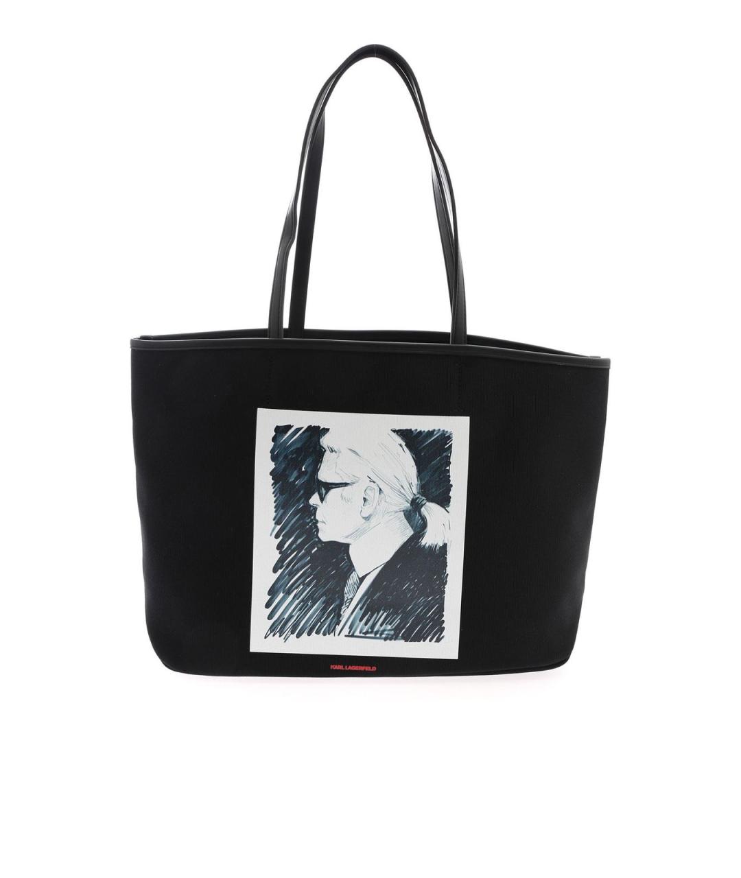 KARL LAGERFELD Черная синтетическая сумка тоут, фото 1