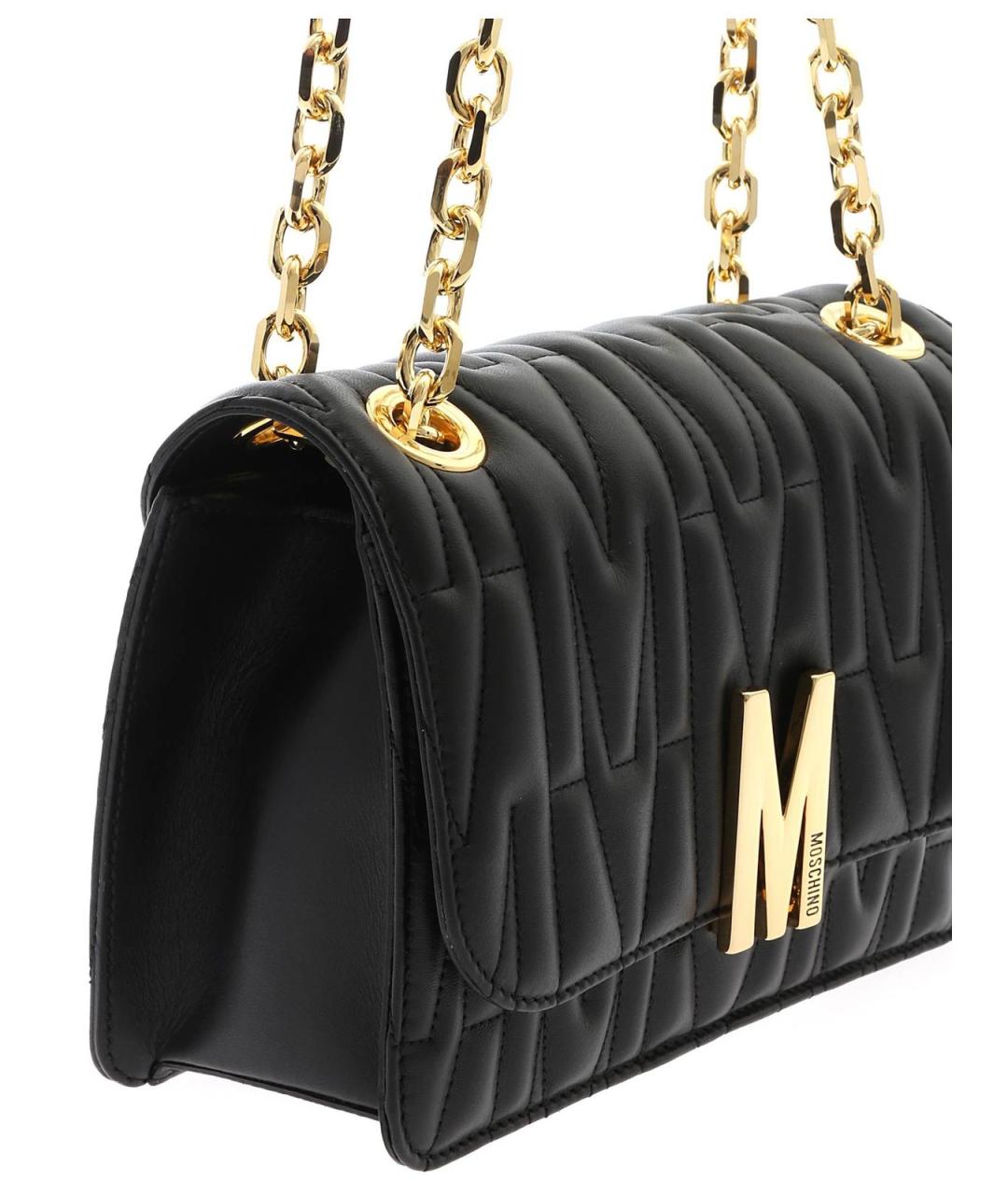 MOSCHINO Черная кожаная сумка через плечо, фото 4