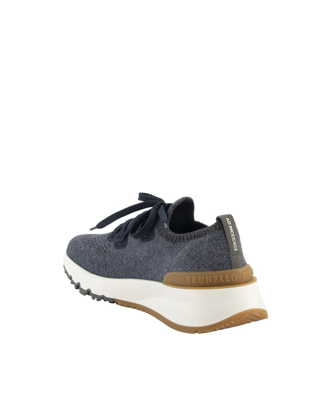 BRUNELLO CUCINELLI Синие текстильные низкие кроссовки / кеды, фото 4