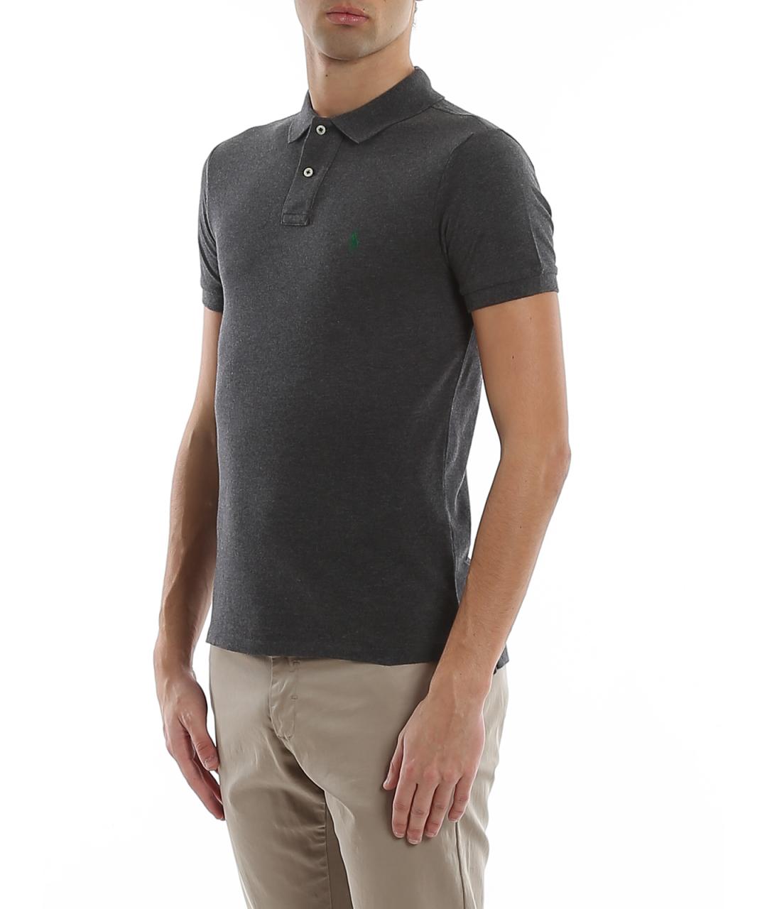POLO RALPH LAUREN Серое хлопковое поло с коротким рукавом, фото 5