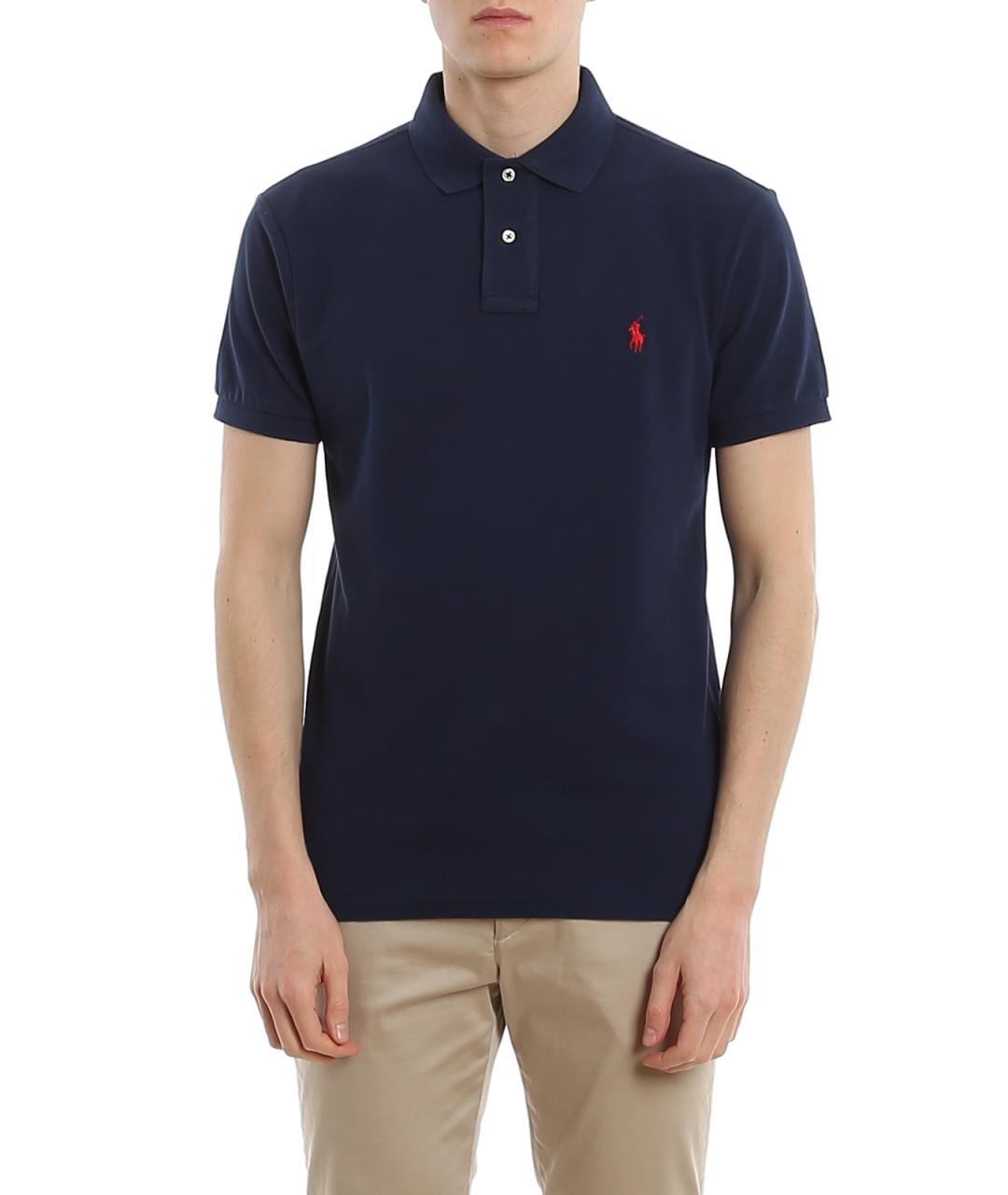 POLO RALPH LAUREN Синее хлопковое поло с коротким рукавом, фото 3